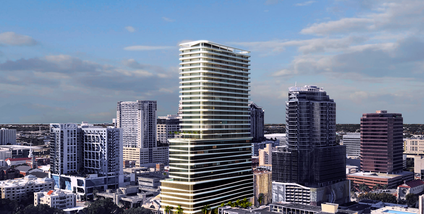A rendering of the hi-rise proposed for 170 E. Washington Street in downtown